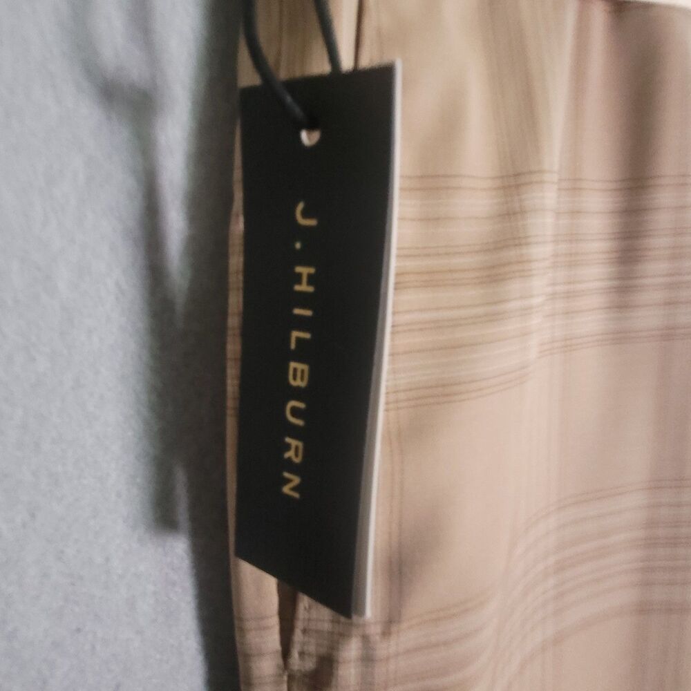 NWT J Hilburn Pants Mens 40x28 Tan Brown Plaid Business Casual Wool Trousers - Picture 5 of 11